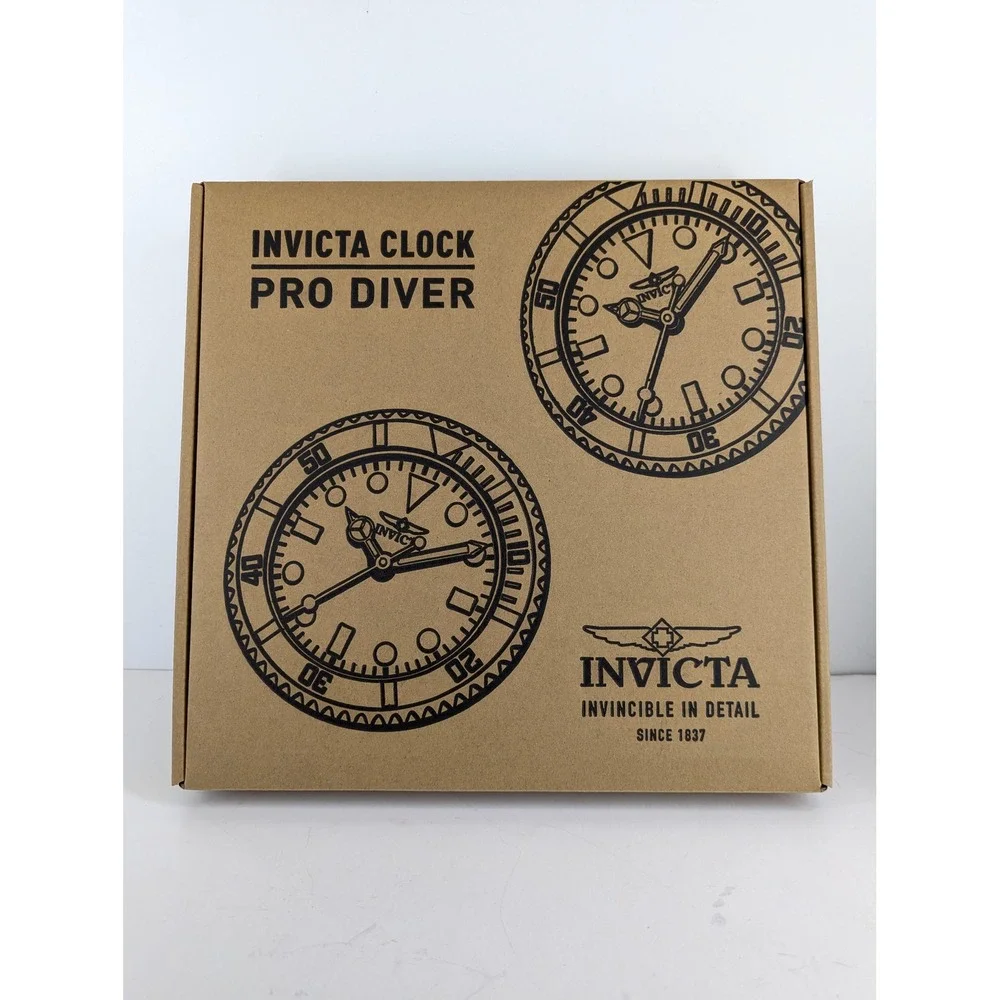 Invicta Pro Diver Wall Clock 70045 Blue Bezel Black Dial Luminous Quartz 14in